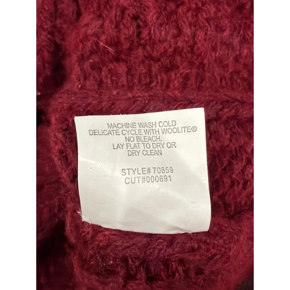 Vince Merino Wool Alpaca Cable Knit Wrap Cardigan Burgundy Red 70859 Medium